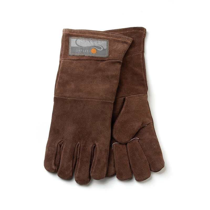 Outset Brown Leather Grill Gloves, Set of 2, 15″