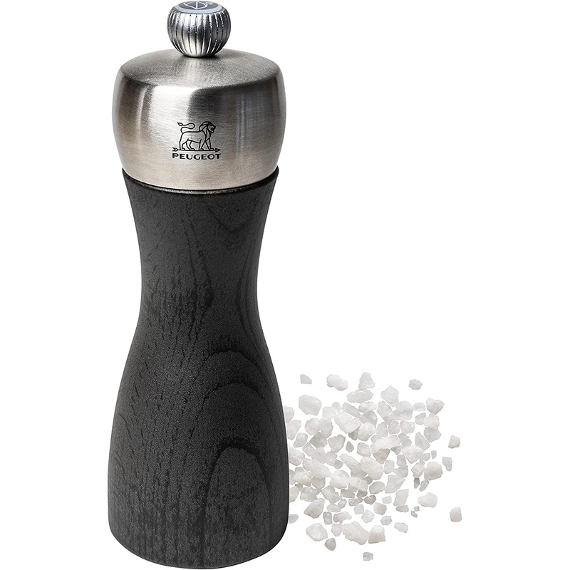 Peugeot Fidji Manual Salt Mill – Adjustable Grinder – Beechwood and Stainless Steel, Graphite Finish – 6″