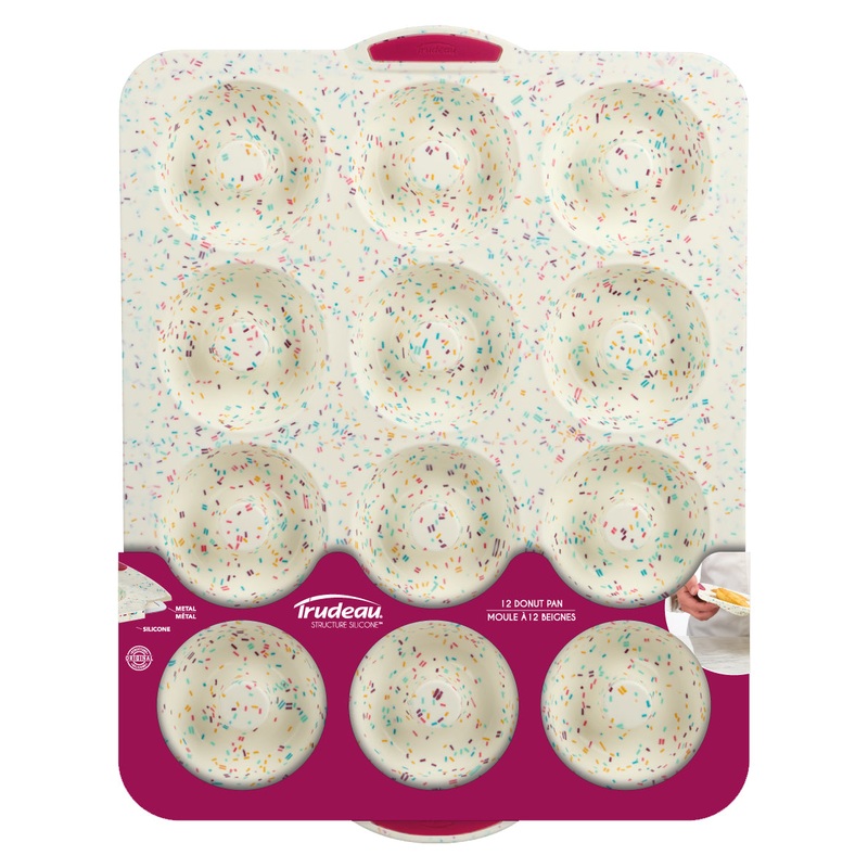 Trudeau Structure Silicone Confetti Fuchsia 12 Cavity Mega Donut Pan