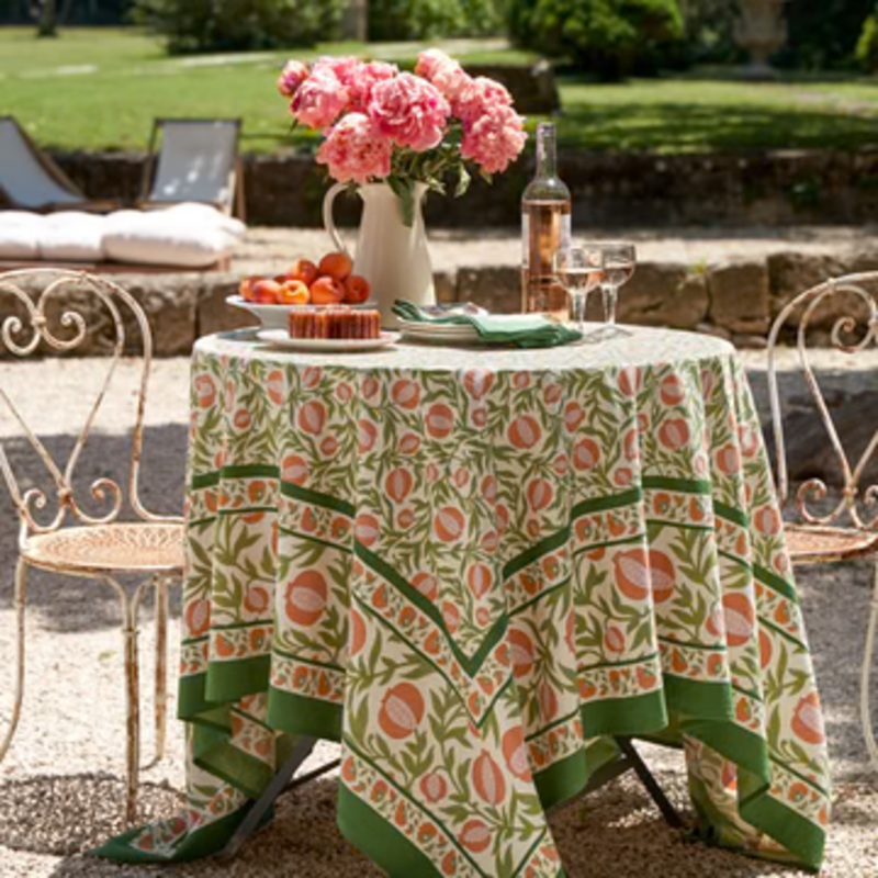 Couleur Nature Grenadine Orange & Green Tablecloth 59″x59″