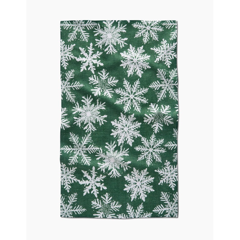 Geometry Snowy Days Green Tea Towel