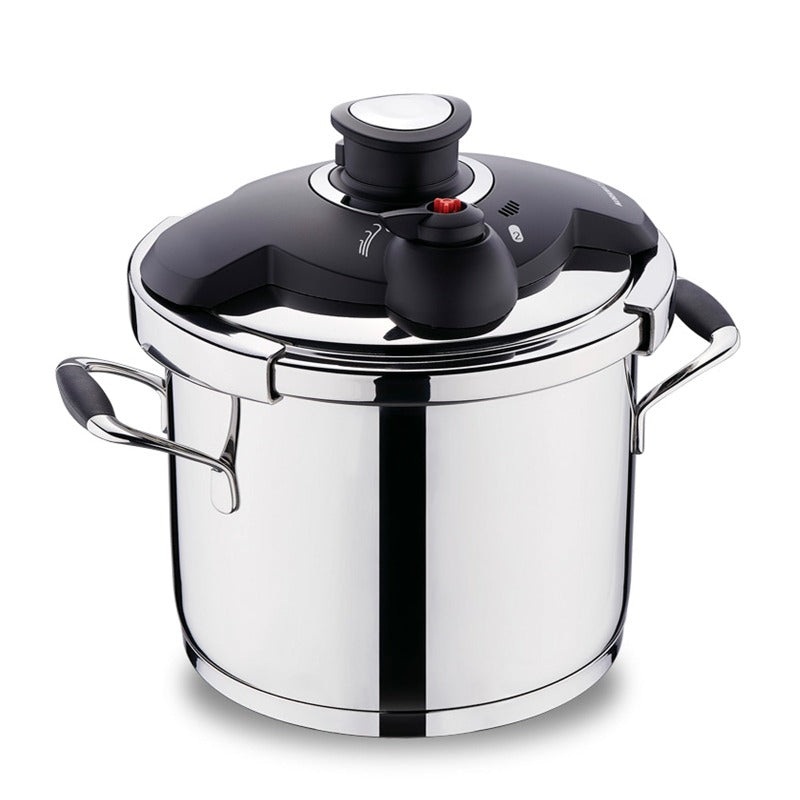 Korkmaz Flora Stainless Steel Pressure Cooker, 6.3 qt, Black and Purple Options