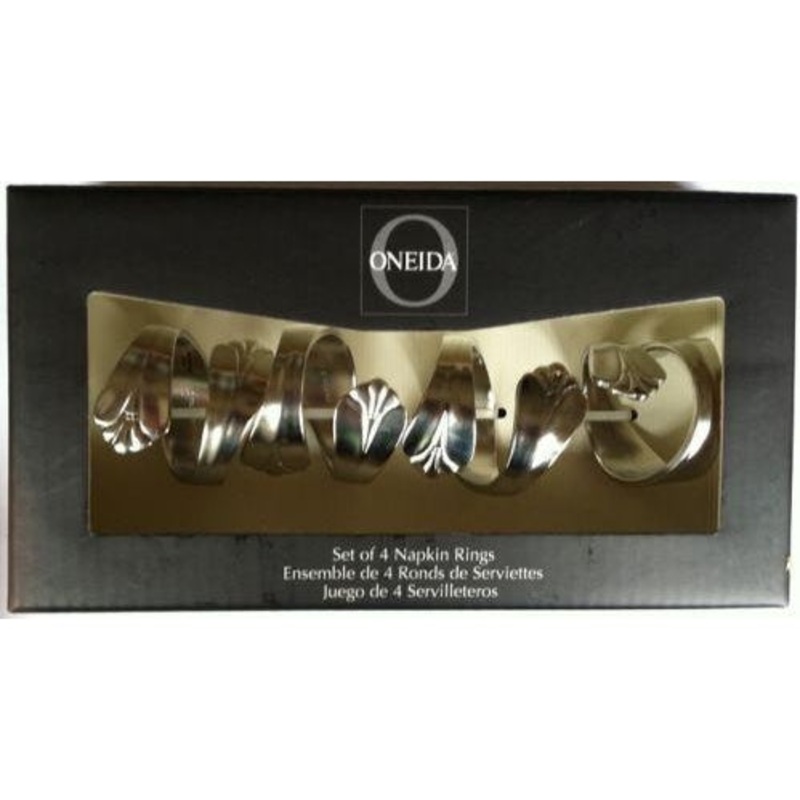 Oneida Royal Flute 4 Napkin Rings in Box