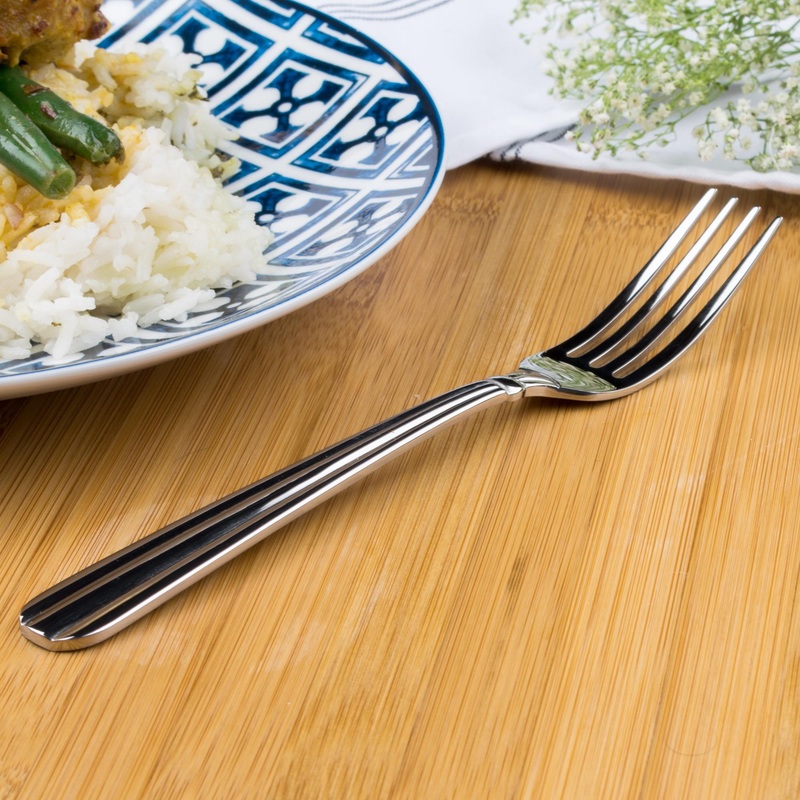 Acopa Harmony 7 11/16″ 18/8 Stainless Steel Extra Heavy Weight European Table Fork – 12/Pack