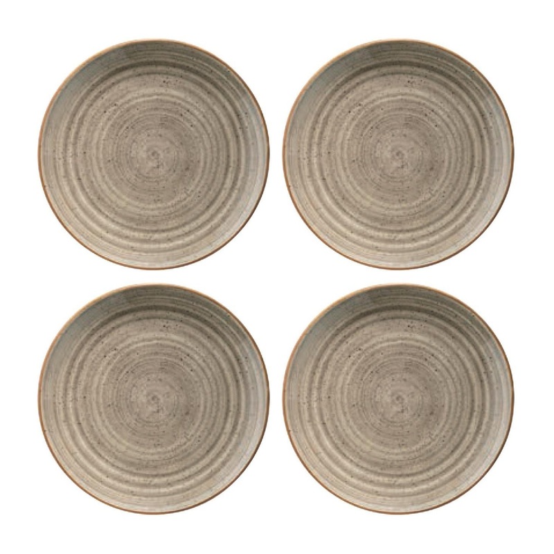 Terrain dia.9″ Round Brown Porcelain Plate (Set of 4)