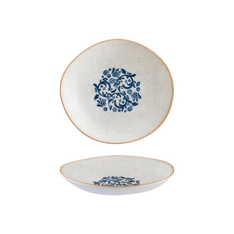 Viento 10.25″ x 9.5″ x h:2.5″ 36 oz. Organic Decorated Porcelain Bowl