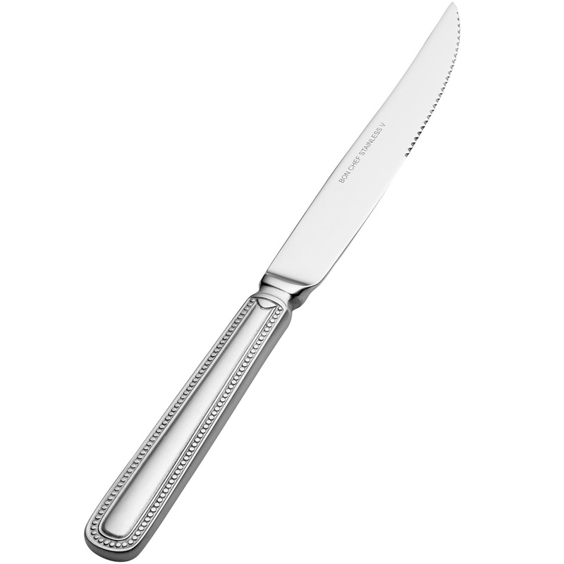 Bon Chef S1015 Sombrero 9 3/4″ 13/0 Stainless Steel Extra Heavy European Size Solid Handle Steak Knife – 12/Pack