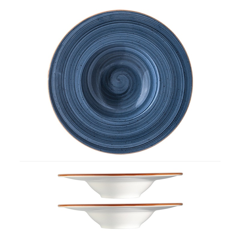 Dusk dia.11″ h:2.5″ 14 oz. Round Blue Porcelain Bowl (Set of 2)
