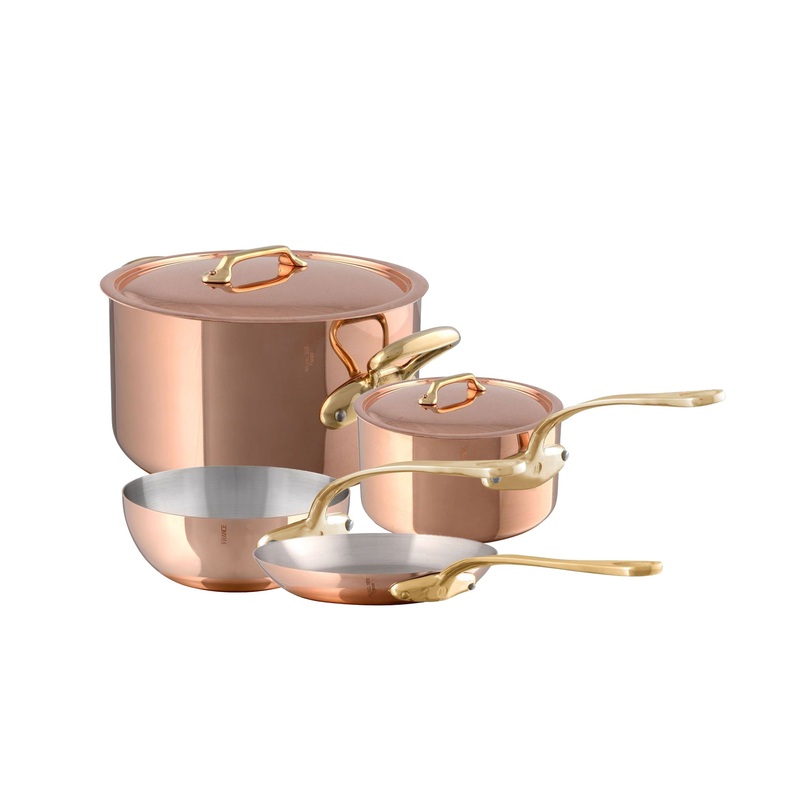 Mauviel M’Heritage M’200 B 6-Piece Copper DeLuxe Cookware Set With Brass Handles