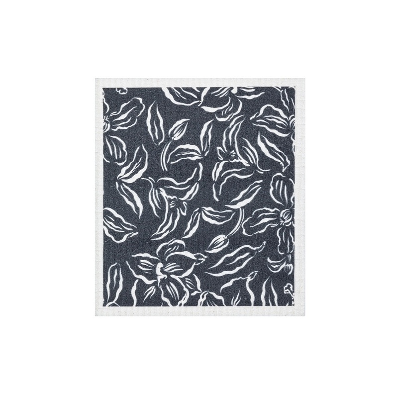 MU Kitchen Water Lily Black Designer Sponge Cloth