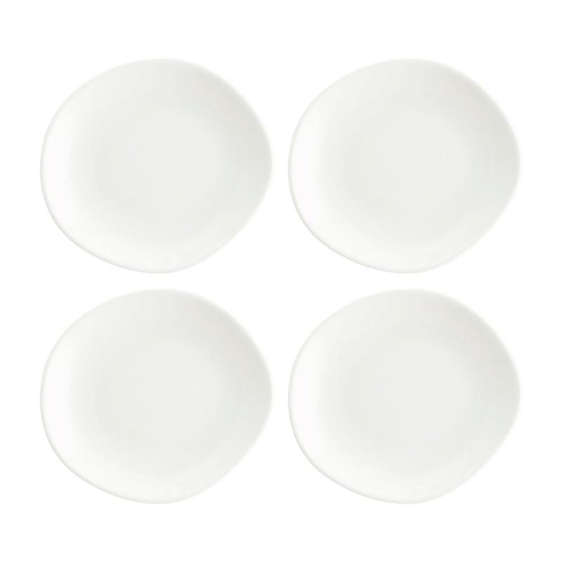 Vago 6″ x 5.5″ Organic Warm White Porcelain Plate (Set of 4)