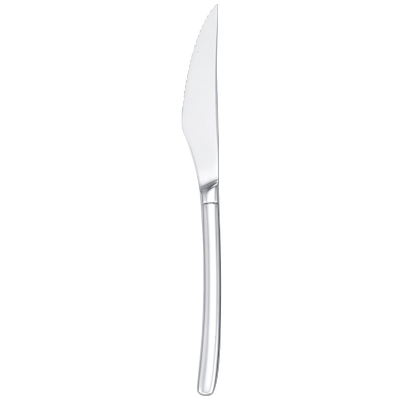 Walco 2522 Vogue 8 7/8″ 18/10 Stainless Steel Extra Heavy Weight Solid Handle Steak Knife – 12/Pack