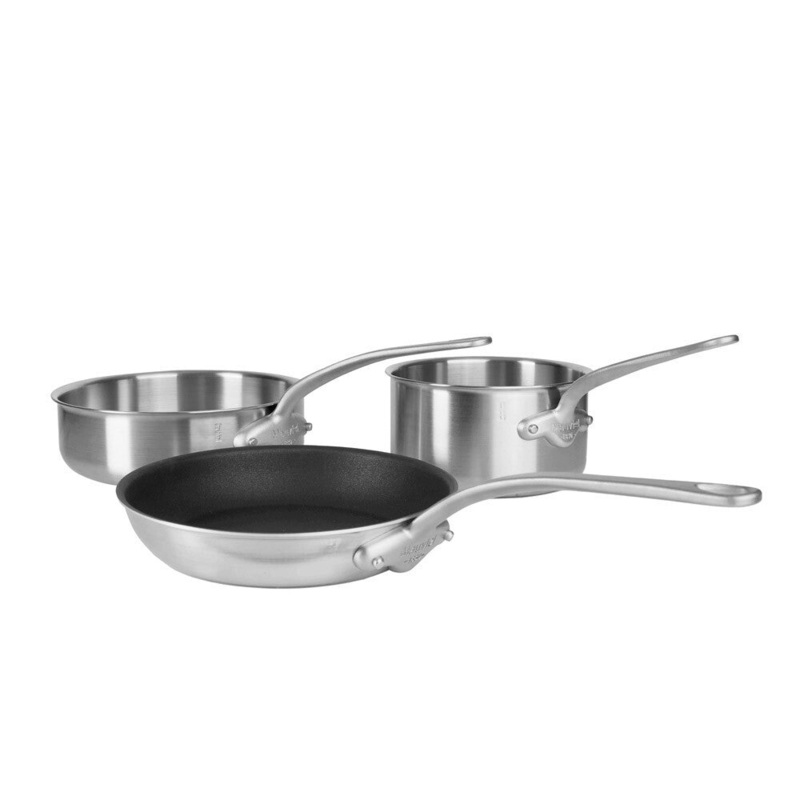 Mauviel M’URBAN 3 SB 3-Piece Cookware Set With Brushed Stainless Steel Handles