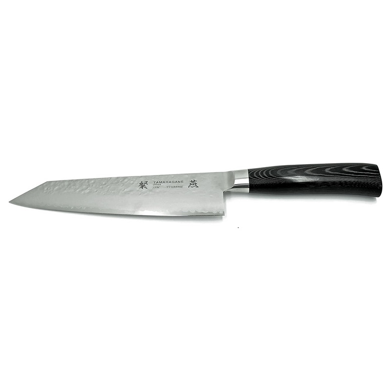 Tamahagane San Tsubame 3-ply Special Steel Chef’s Knife with Black Mikarta Handle, 7.5-Inches