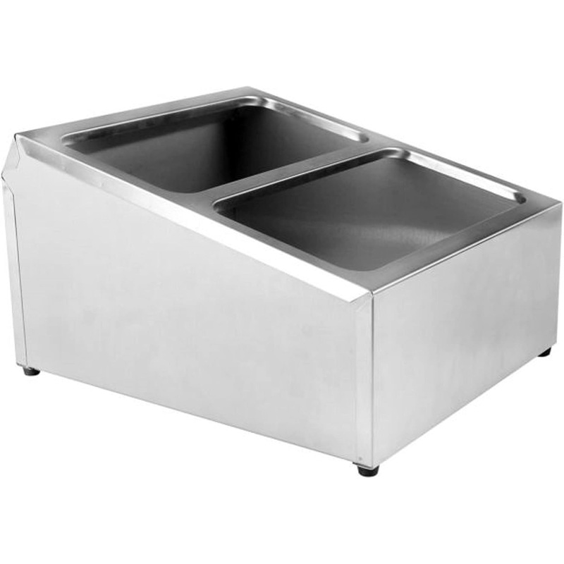 13-3/4″ x 16-5/8″ x 9″ Stainless Steel Condiment Pack Holder with Three Divided Areas Fits 1/6 & 1/3 Steam Pans – Condiment Holder Organizer Hotel Pan Organizer Kitchen Restaurants