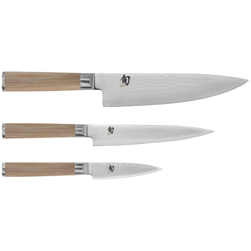 Shun Classic Blonde 3 Piece Starter Set, Chef’s Knife, Paring Knife, Utility Knife