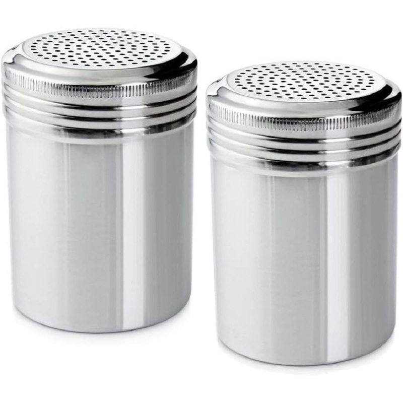 10 oz Stainless Steel Dredge Shakers – Seasonings Spice Shakers Cheese Shakers Chili Flakes Powder Shaker Sugar Spice Cans for Kitchen Cooking Home Restaurant