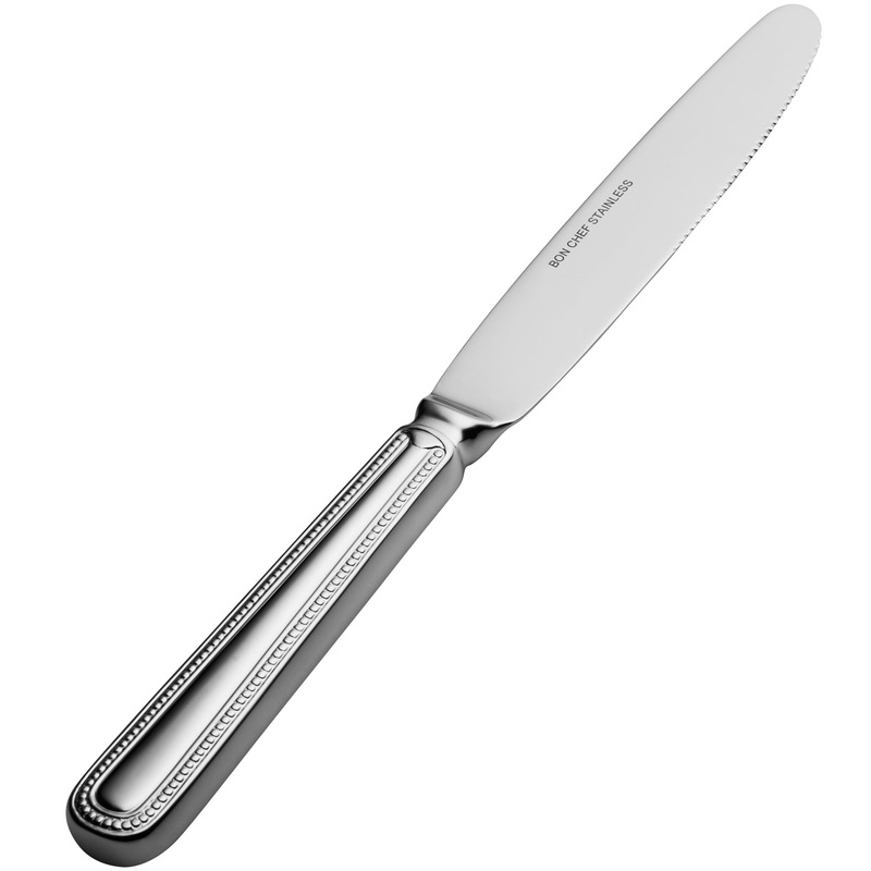 Bon Chef S714 Bolero 9 5/8″ 13/0 Extra Heavy Weight Stainless Steel Hollow Handle European Dinner Knife – 12/Pack