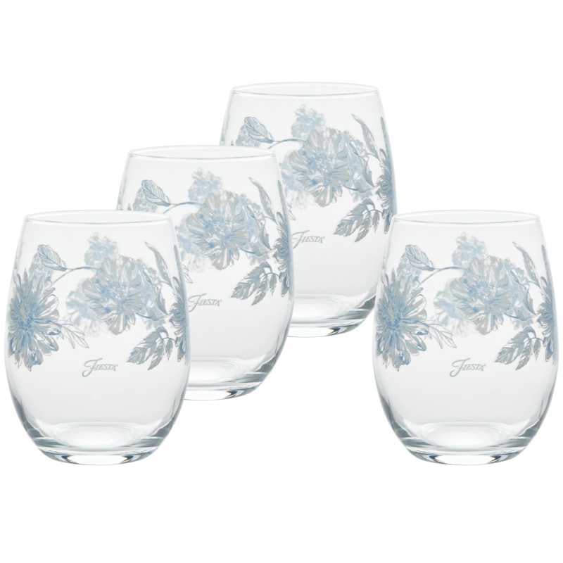 Botanical Floral 15 oz. Stemless Wine Glass  Set of 4