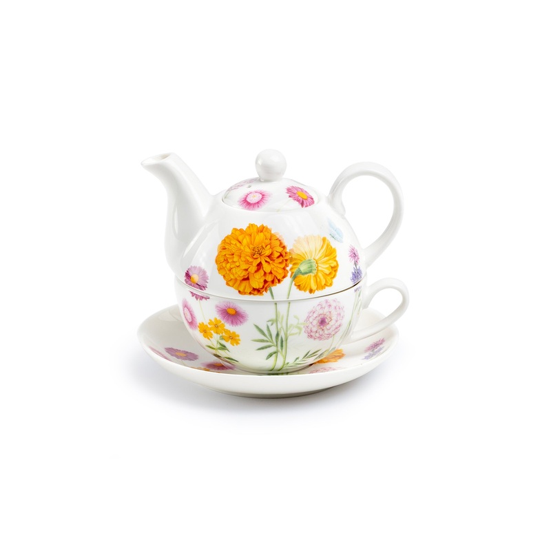 Dahlia Bloom Fine Porcelain Tea For One Set
