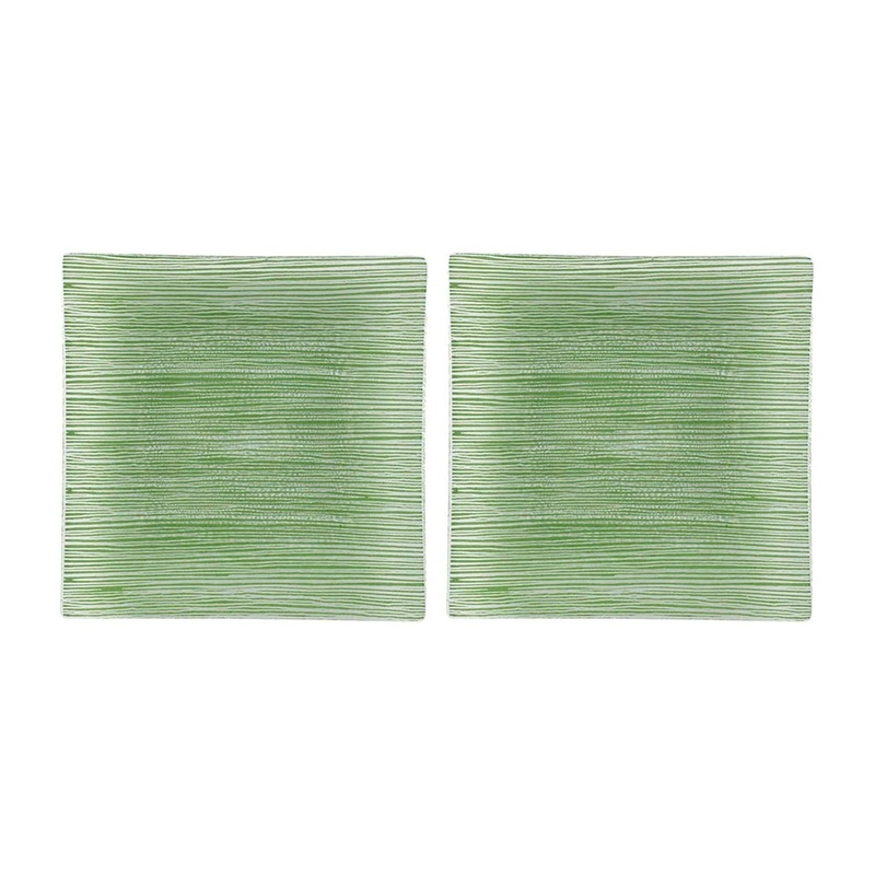 Glass Dinnerware 7.75″ x 7.75″ Square Green Glass Plate (Set of 2)