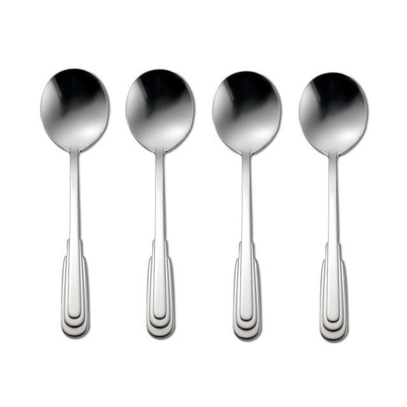 Oneida Cityscape Set of 4 Round Bowl / Cream Soup Spoons