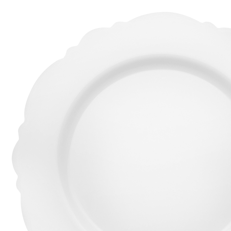 Solid White Round Blossom Disposable Plastic Appetizer/Salad Plates (7.5″)