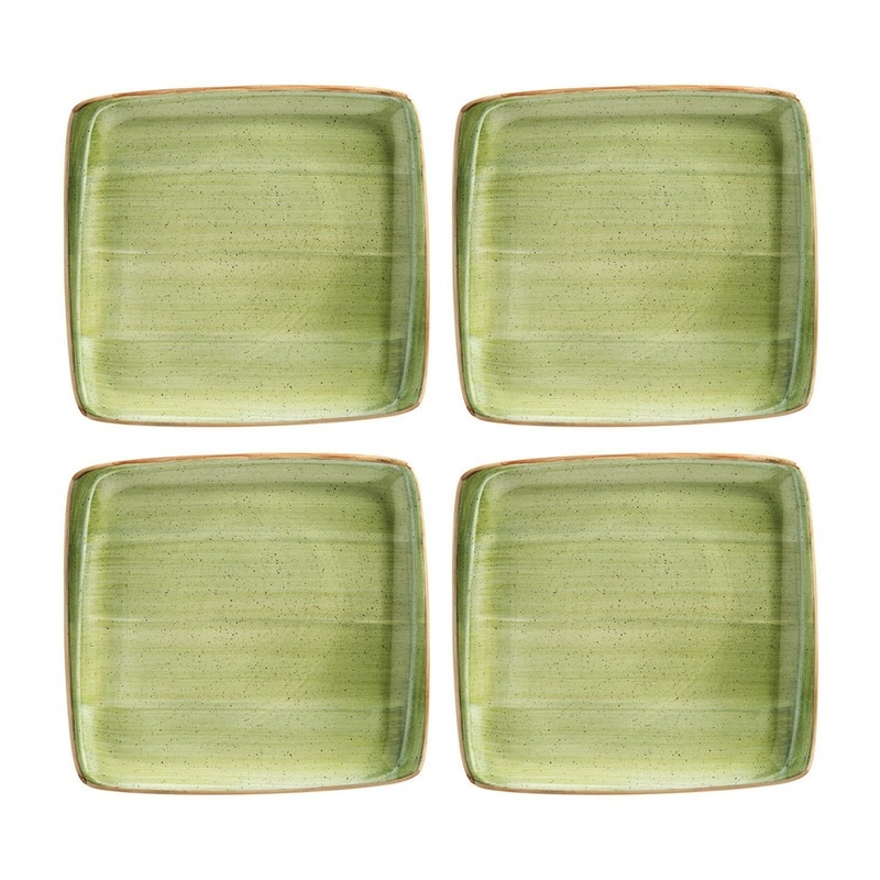 Therapy 6.25″ x 5.75″ Square Green Porcelain Plate (Set of 4)