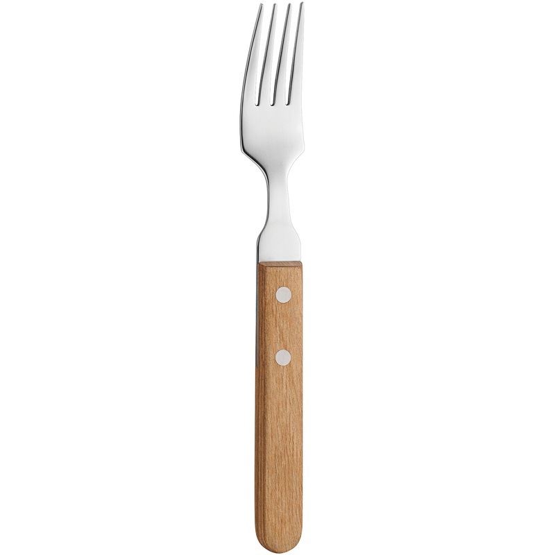 Amefa 7000WNB000340 7 7/8″ 18/0 Stainless Steel Dinner Fork with Wood Handle – 12/Pack