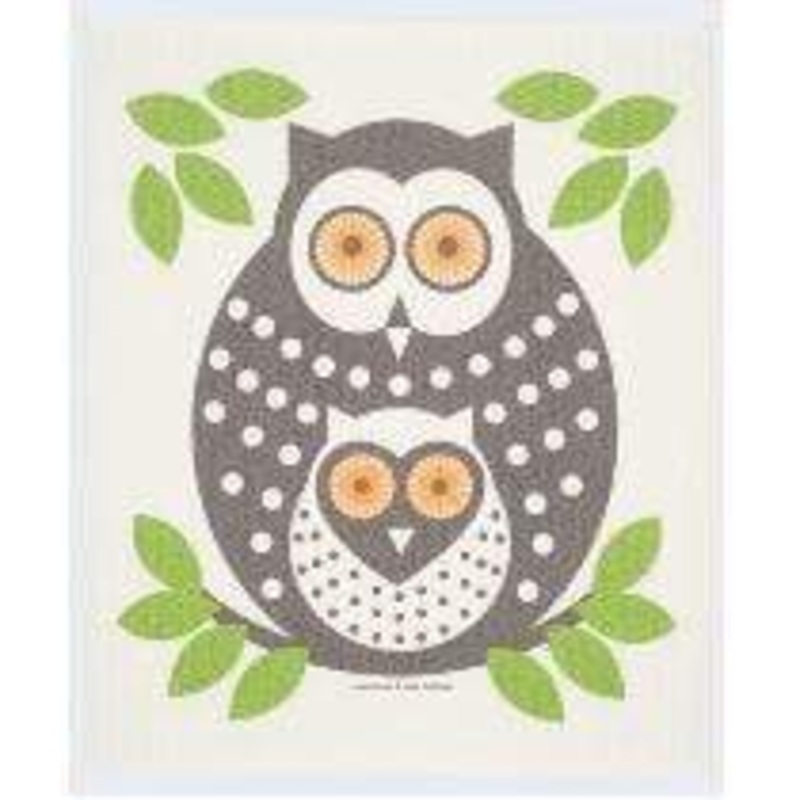 Cose Nuove Green Owls Swedish Dishcloth