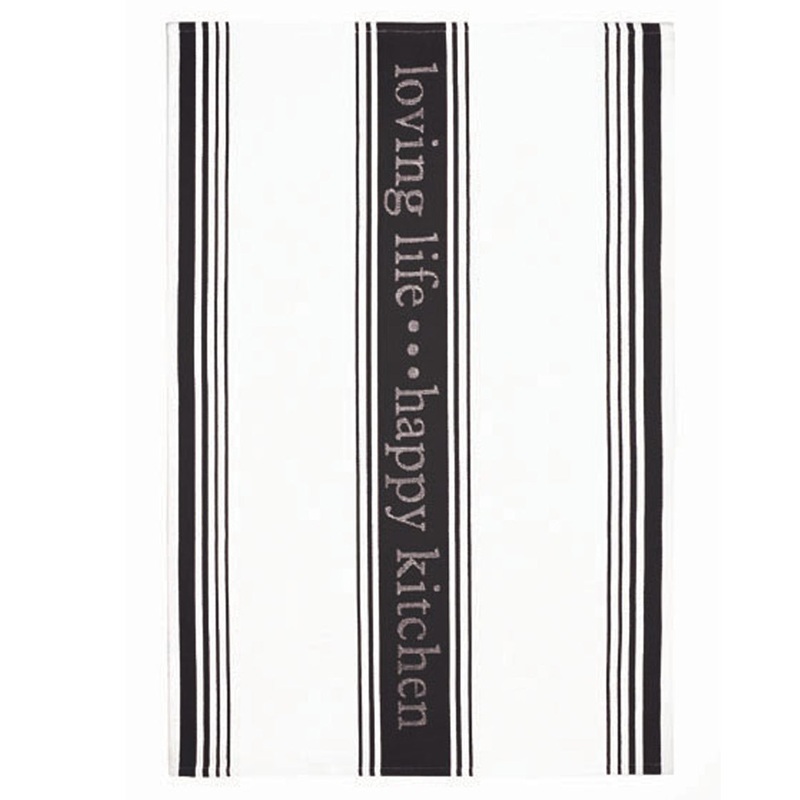 MU Kitchen 20″ x 30″ Loving Life Cotton Kitchen Towel – Onyx Black