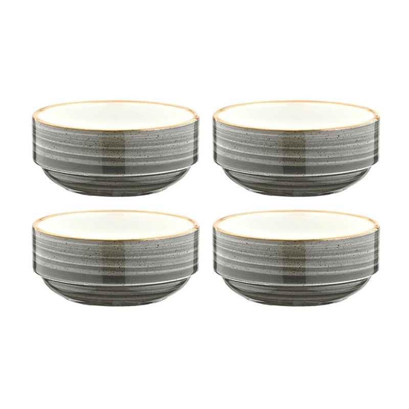 Space dia.4.75″ h:2″ 12 oz. Round Grey Porcelain Bowl (Set of 4)
