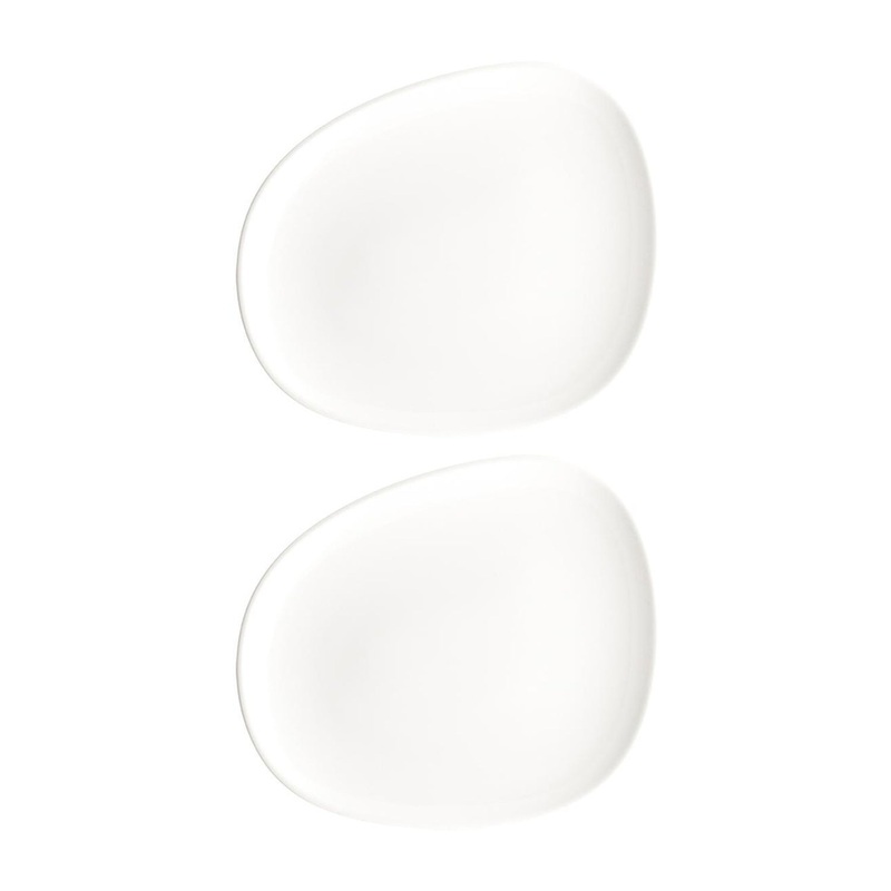 Vago 13″ x 10.75″ Organic Warm White Porcelain Plate (Set of 2)