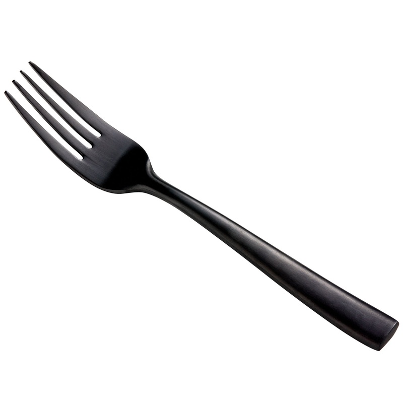 Bon Chef S3007BM Manhattan 6 3/4″ 18/10 Extra Heavy Weight Matte Black Stainless Steel Salad Fork – 12/Pack