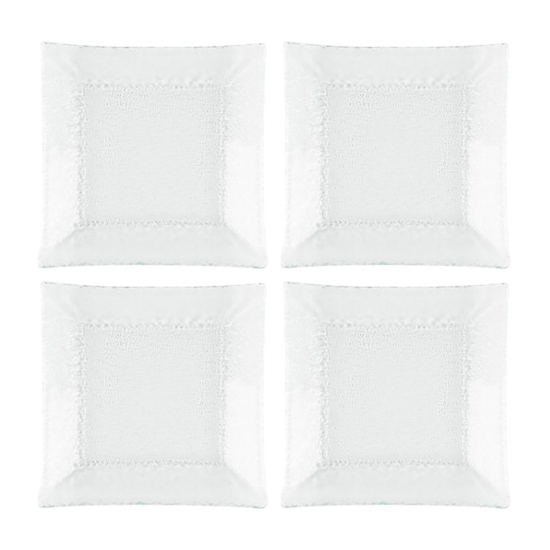 Glass Dinnerware 6.25″ x 6″ Square Clear Glass Plate (Set of 4)