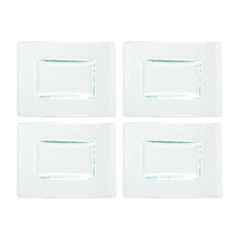 Glass Dinnerware 6″ x 4″ Rectangular Clear Glass Plate (Set of 4)