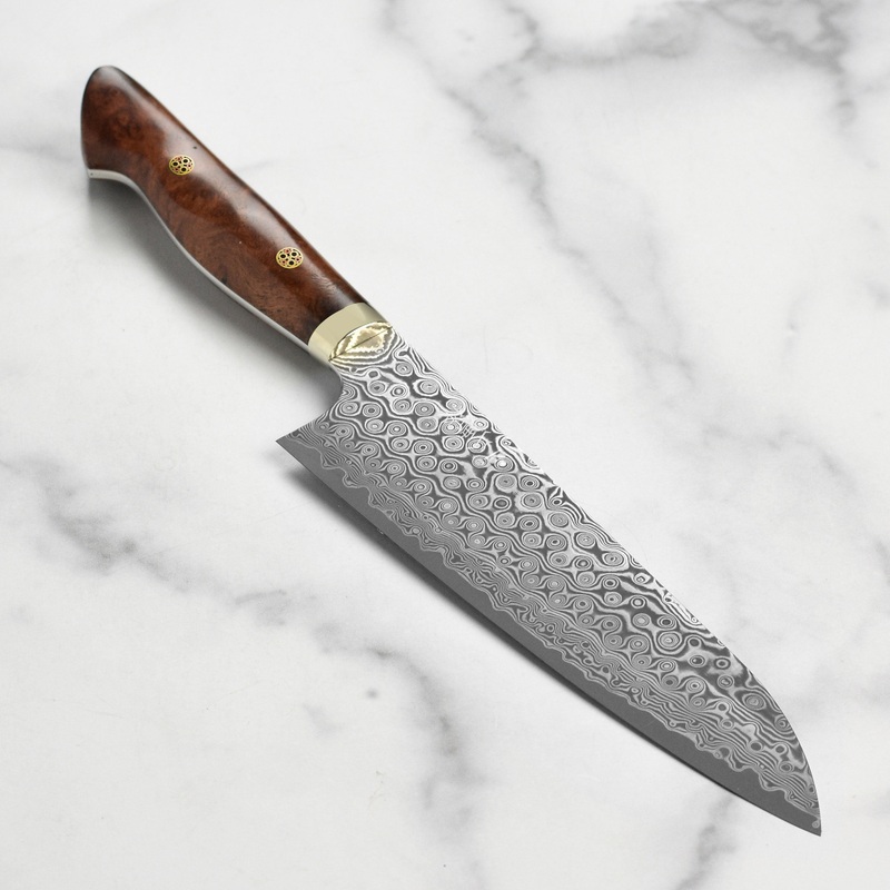 Nigara Anmon SG2 Damascus 8.25″ Gyuto, Quince Wood