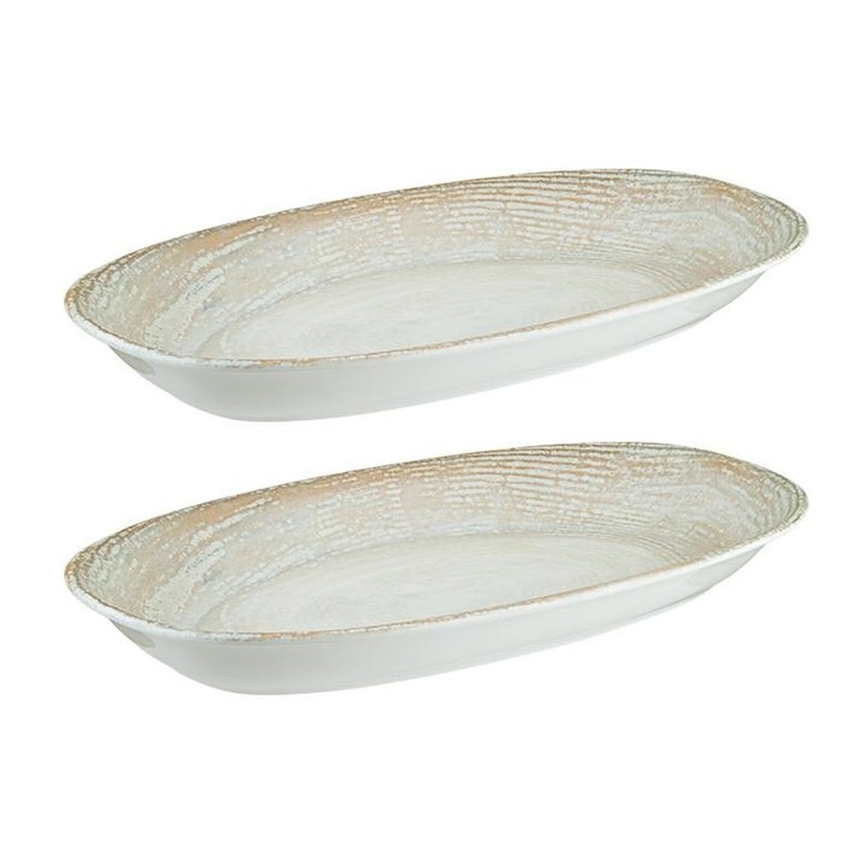 Patera 9.5″ x 5.5″ x h:1.25″ Oval Decorated Porcelain Platter (Set of 2)