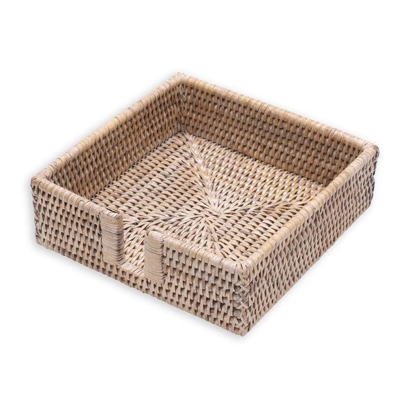 Rattan Luncheon Napkin Holder, White Natural