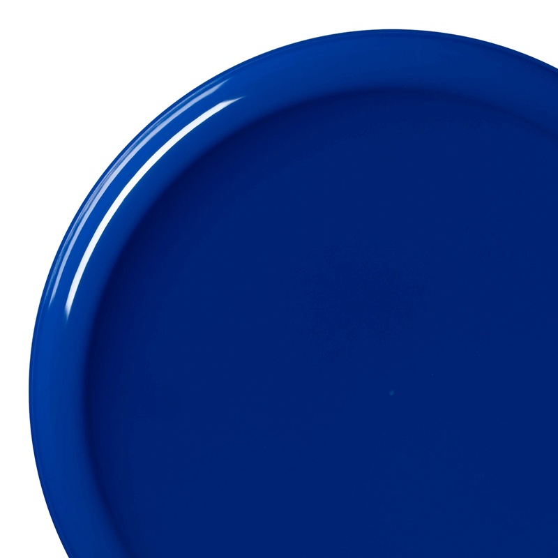 Solid Blue Flat Round Disposable Plastic Dinner Plates (10″)