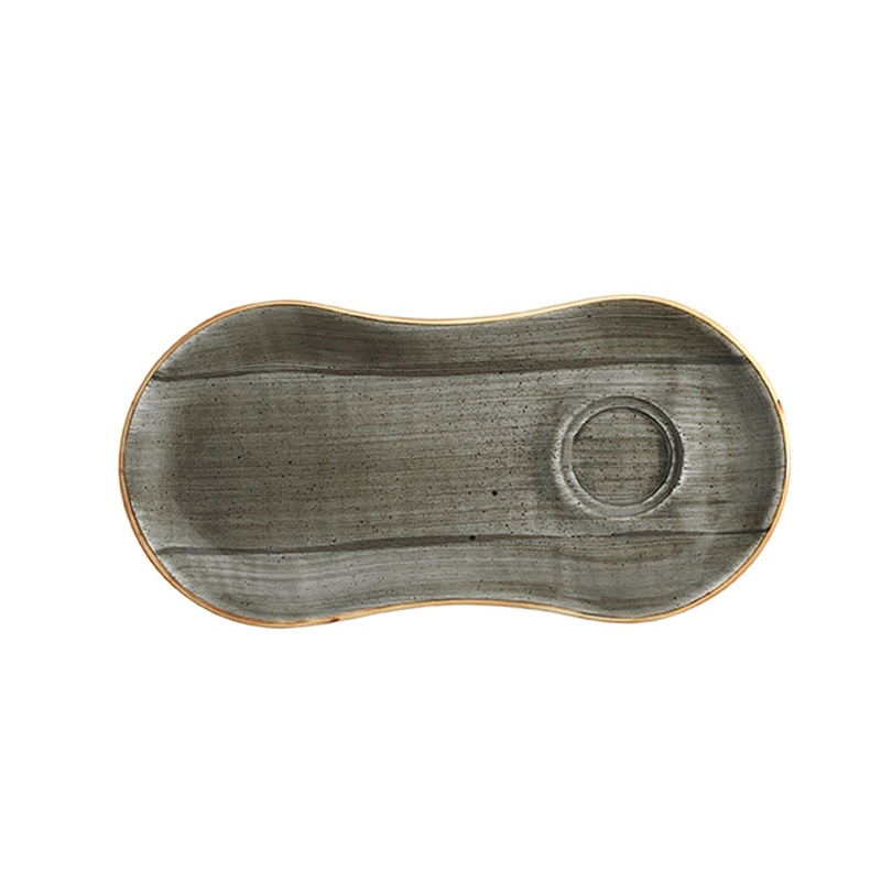 Space 10″ x 4.75″ Oval Grey Porcelain Saucer