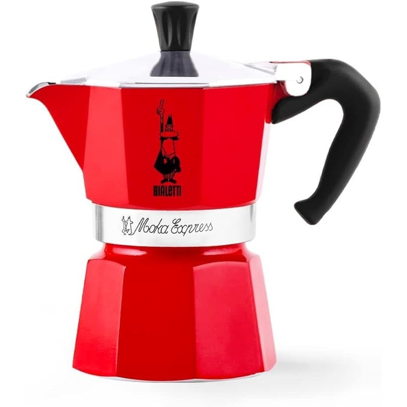 Bialetti Moka Express Stovetop Espresso Maker 3 Cups – Red