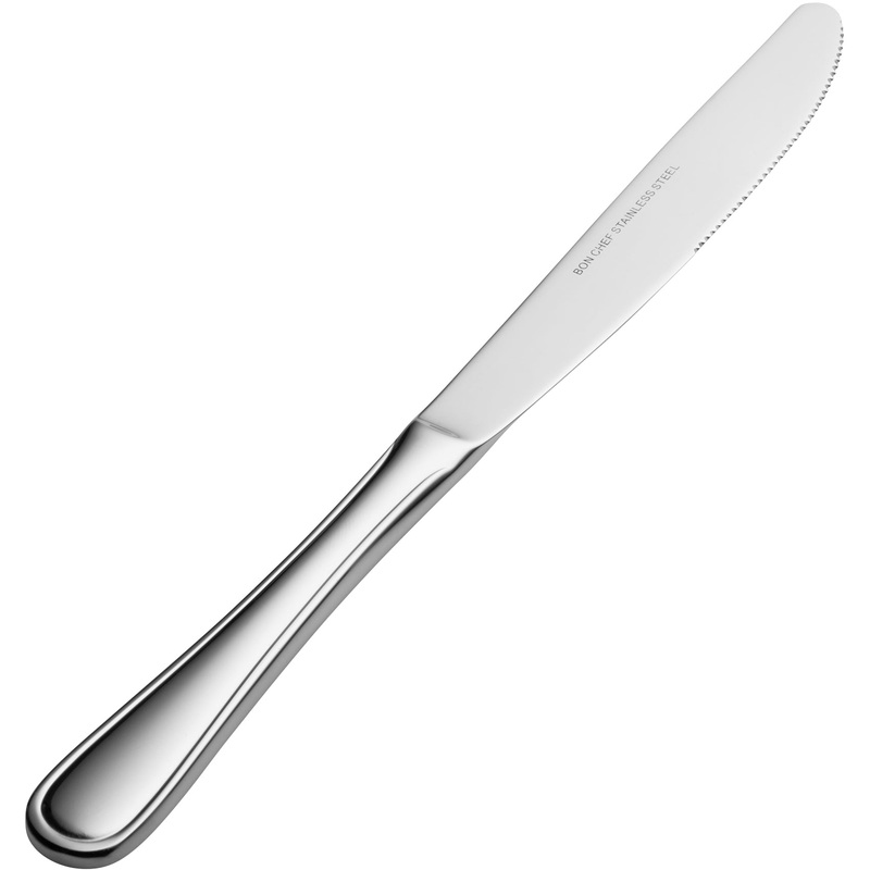 Bon Chef S312 Tuscany 9 11/16″ 13/0 Stainless Steel Extra Heavy European Size Solid Handle Dinner Knife – 12/Pack