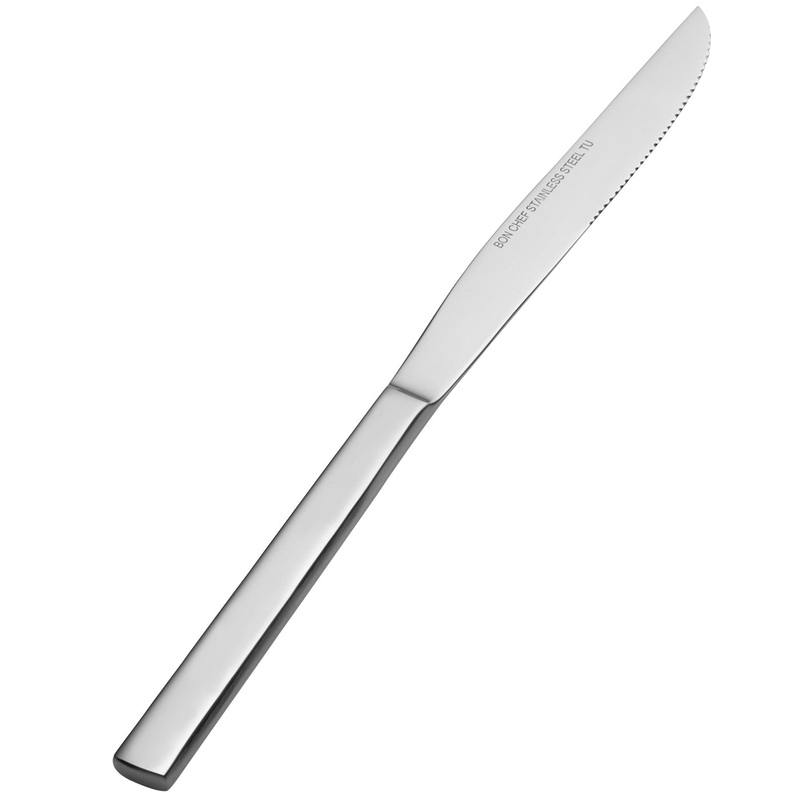 Bon Chef S3815 Milan 9 1/8″ 13/0 Stainless Steel Extra Heavy Steak Knife – 12/Pack