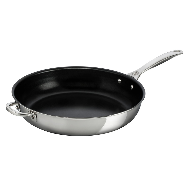Le Creuset 12 1/2″ Nonstick Deep Fry Pan w/Helper Handle – Stainless Steel