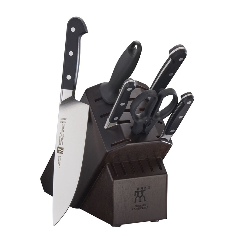 Zwilling Pro Stainless Steel 7-Piece Knife Block Set, Walnut
