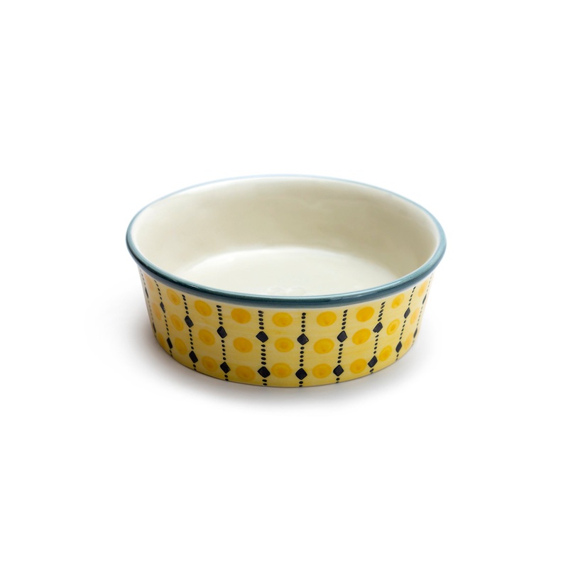 6.25″ Organic Marigold Dots Heavy Weight Ceramic Pet Bowl