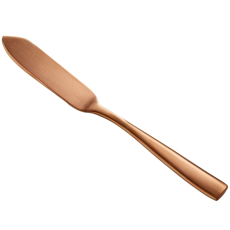 Bon Chef S3010RGM Manhattan 6 1/4″ 18/10 Extra Heavy Weight Matte Rose Gold Stainless Steel Butter Knife – 12/Pack