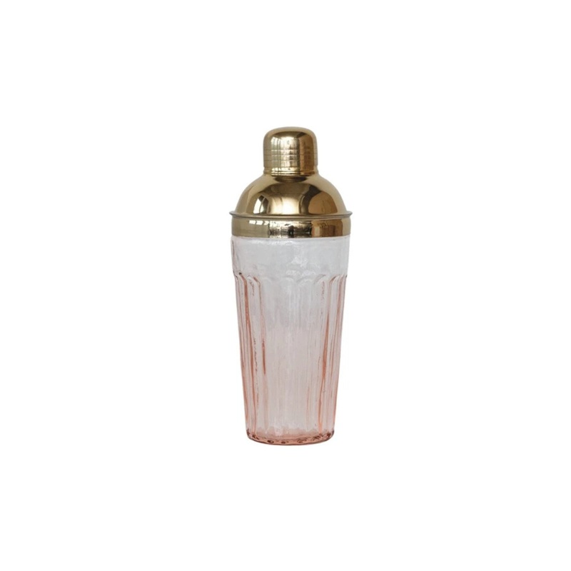 Glass Cocktail Shaker, 20 oz – Pink/Gold