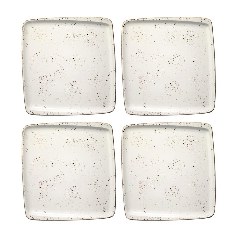 Grain 6.25″ x 5.75″ Square Decorated Porcelain Plate (Set of 4)